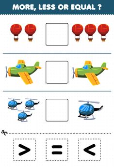 a worksheet with an airplane and other objects