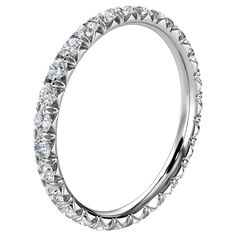 From our signature French-Pave wedding band collection, this eternity ring features perfectly matched round brilliant diamonds . Experience the Difference! Product details: Center Gemstone Color: WHITE Side Gemstone Type: NATURAL DIAMOND Side Gemstone Shape: ROUND Metal: 18K White Gold Setting Type: French Pave Shank Height: 2.1 Shank Height: 2 Material: NATURAL DIAMOND Engravable: yes Minimum Color: G Minimum Clarity: SI1 Rhodium Plate: Yes Sizable: Yes Pave Wedding Bands, Eternity Ring Diamond, American Diamond, Diamond Eternity, Brilliant Diamond, Eternity Ring, Pave Diamonds, Gemstone Colors, Round Brilliant