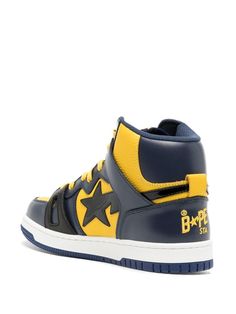 Find A BATHING APE® Logo-patch Leather Sneakers on Editorialist. black/canary yellow calf leather logo patch to the side front lace-up fastening ankle touch-strap fastening flat rubber sole Balenciaga Track, Office Bag, Black Canary, Canary Yellow, Bathing Ape, Balenciaga Triple S, Leather Trainers, Sneakers Blue, Custom Watch