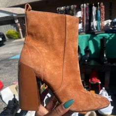 Size 9 Never Been Worn. Beautiful Color And Contrast Of Material On Heel And Shoe. Chunky Heel. Very Comfortable Vince Camuto Boots, Vince Camuto Shoes, Chunky Heel, Shoes Heels Boots, Chunky Heels, Vince Camuto, Shoes Women Heels, Heeled Boots, Beautiful Colors