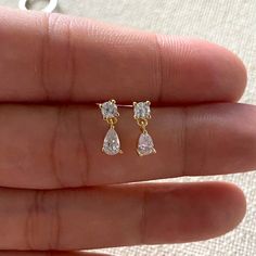 ✦ 14k Gold (White / Yellow / Rose) or 18k Solid Gold. ✦ Diamond (Si1 / G-H colors)     Pear Shape & Brilliant Cut  ✦ Closure: Push-Back or Screw-Back. ✦ Handmade in the U.S.A. ✦ Comes in a beautiful package ready for gift-giving♥  Processing Times - The current processing time is 10 days. Each Item is handmade to order with love and care! The holiday deadline for domestic (within the USA) made-to-order designs must be placed by December 2nd. International holiday orders are due November 10th. Simple, classic, and timeless...our 14K diamond studs are perfect for everyday wear.  ► Nickel Free ✔ ► Tarnish Resistant ✔ ► No Allergic reaction ✔ ► Accept replacements and custom orders ✔ ♥ ♥ ♥ ♥ ♥ ♥ ♥ ♥ ♥ ♥ ♥ ♥ ♥ ♥  ENTER OUR SHOP HERE for more fabulous jewelry. https://vicstonenyc.com ♥ ♥ ♥ ♥ ♥ ♥ Diamond Earrings Small, Small Dangle Earrings, Diamond Dangle Earrings, Party Earrings, Gold Earrings Designs, Free Earrings, Earrings Small, Fabulous Jewelry, Pear Shaped Diamond