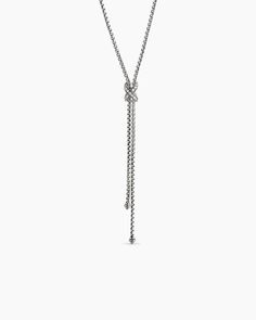 David Yurman | Petite X Lariat Necklace in Sterling Silver with Diamonds Yurman Necklace, David Yurman Necklace, Lariat Necklace Silver, Silver Diamond Necklace, Infinity Pendant, Chain Strap Bag, Floral Shoes, Station Necklace, Work Clothes