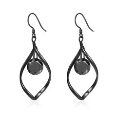 PRICES MAY VARY. Unique Design: Twist design make dangle earrings charmer and elegant, black cubic zirconia hanging in the middle, shining brightly, making it easy for you to stand out from the crowd High-Quality Material: The hooks of these dangling earrings are made of sterling silver and are hypoallergenic. The body of black earrings are made of brass with a tungsten plating, while the suspended black beads are crafted from high-quality cubic zirconia, giving them a shiny and elegant appearan Black Dangle Earrings, Black Statement Earrings, Black Crystal Earrings, Black Earrings Dangle, Linear Design, Earrings Black, Dangling Earrings, Black Earrings, Pharmacy Gifts