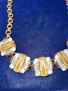 J Crew Chunky gold brass necklace with rhinestone diamonds. 16" long. Pristine condition. Vintage Gold Rhinestone Necklace With Sparkling Stones, Gold Crystal Necklace Costume Jewelry, Gold Crystal Costume Jewelry Necklace, Vintage Gold Jeweled Rhinestone Necklace, Vintage Gold Rhinestone Necklace, Gold Necklace With Bling For Formal Occasions, Gold Costume Jewelry Necklace With Sparkling Stones, Formal Gold Necklace With Bling, Formal Gold Bling Necklace