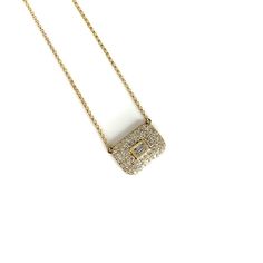 14K Yellow Gold 80 Round Brilliant Diamonds = 1.03ctw., G-H/SI1-2 2 Baguette Diamonds = 0.16ct., G-H/VS2-SI1 The pendant measures 15mm wide x 10mm tall. Length = 18" Rectangular Diamond Necklace With Baguette Diamonds, Luxury Rectangular Necklaces With Baguette Diamonds, Luxury Rectangular Diamond Cut Necklace, Luxury Rectangular Baguette Diamond Necklaces, Fine Jewelry Rectangular Brilliant Cut Necklaces, Rectangular Brilliant Cut Fine Jewelry Necklaces, Yellow Gold Diamond Necklace With Baguette Cut Diamonds, Luxury Diamond Necklace With Rectangular Accents, Fine Jewelry Necklaces With Rectangular Brilliant Cut