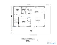 the ground plan for a two bedroom apartment with an attached bathroom and living room area