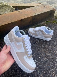 Mocha Brown' AF1 Customs by AF1essentials All of our Customs are Hand Painted & Made to Order - *Durable Leather paint used  *Waterproof  *Matt Finish Product  Our Customs can be ordered in all sizes from Toddlers to Adults - If you cannot find the size you are after, please contact us and we can assist you further!  We use Royal Mail for our Delivery Partners  Our Customs can take anywhere between 1-4 weeks Maximum depending on how busy we are at the time of your order.  Majority of our Orders Custom Nike Shoes Women, Shoes Astethic, Shoes Nike Aesthetic, Cute Aesthetic Shoes, Nike Shoes Aesthetic, Cute Shoes Nike, Cute Shoes Sneakers, Shoes Ideas For Women