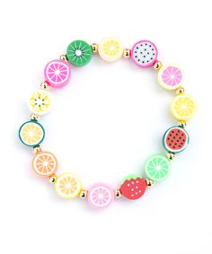 Fruit Loop Bracelets, Sweet Multicolor Bracelet Jewelry, Fruit Bracelet Ideas, Sweet Multicolor Round Beads Jewelry, Sweet Multicolor Beaded Bracelets, Sweet Multicolor Round Bead Bracelets, Trendy Adjustable Fruit Design Jewelry, Sweet Adjustable Multicolor Bracelets, Cheerful Adjustable Jewelry With Colorful Beads