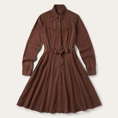 Tobacco Tencel Western Dress Long Sleeve Midi Dress With Buttons For Semi-formal Occasions, Fitted Long Sleeve Belted Shirt Dress, Chic Long Sleeve Belted Dress For Fall, Brown Long Sleeve Shirt Dress For Work, Classic Long Sleeve Midi Dress For Daywear, Belted Fitted Shirt Dress For Fall, Fitted Belted Shirt Dress For Fall, Long Sleeve Shirt Dress With Placket For Fall, Long Sleeve Dresses With Belted Cuffs