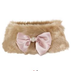 Kate Mack - Biscotti Tan Faux Fur Collar Few Left In Stock Product Code: 112932 Product Description From Kate Mack, This Tan Faux Fur Collar Is A Charming Accessory That Is Sure To Add A Touch Of Elegance And Style To Any Outfit This Season. Crafted From A Soft Synthetic Fabric, It Features A Large Pink Satin Bow To The Front With Pretty Pearl Embellishments. Layer Over Dresses And Coats For A Girly Outfit She Will Want To Wear Again And Again. - 100% Polyester - Hand Wash Cold Water Fur Goods, Cloth Collection, I'm Jealous, Girly Outfit, Closet Accessories, Bow Collar, Fashion Collage, Pink Girly Things, Christmas Accessories