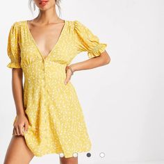 Reposhing This Item I Purchased From @Suzigrace. Loved It, But Ready To Rotate For Something New. Questions? Leave A Comment Below! Cute Mini Dress, Dress Yellow, Asos Dresses, Bb Dakota, Fit Check, Latest Fashion Clothes, Low Cut, Yellow White, Latest Fashion Trends