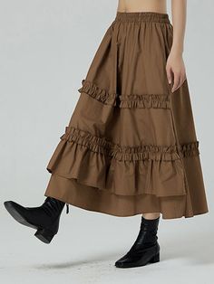 Coffee Black, Color Coffee, Historical Fashion, Free Size, Midi Skirt, Size Chart, Solid Color, Coffee, Clothes