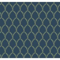 a blue and green wallpaper with an intricate design on the bottom half of it