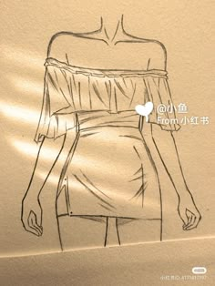 a drawing of a woman's dress on display