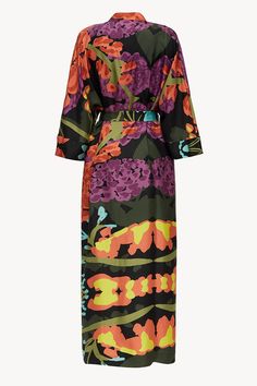 Breezy maxi kimono robe is cut from floral printed silk twill and has three-quarter sleeves - 100% Italian silk twill with floral black print- removable belt- seamlessly three-quarter sleeves- print exclusively designed by Florentina Leitner- tailored in Ukraine Florentina Leitner, Silk Robes, Maxi Kimono, Silk Robe, Silk Twill, Printed Silk, Three Quarter Sleeves, Quarter Sleeve, Floral Printed