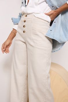 The Joelle Wide Leg Pant by EVEREVE is crafted in a stretch linen-blend fabric and features a wide-leg silhouette, a high-rise silhouette, and an ankle-length hem. Pair these with a lightweight sweater and a pair of sandals for a casual look. Neutral Wide Leg Bottoms With Belt Loops, Chic Neutral Straight Leg Bottoms, Beige Wide Leg Bottoms With Belt Loops, Neutral Wide-leg Pants With Belt Loops, Chic Wide Leg Neutral Jeans, Chic Relaxed Fit Pants With Button Closure, Chic Neutral Wide Leg Jeans, Neutral Trousers With Belt Loops, Neutral Color Pants With Belt Loops