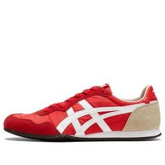 Onitsuka Tiger Serrano Shoes 'Classic Red White' 1183B400-601 Red Lace-up Sneakers With Rubber Heel Cap, Red Retro Sneakers With Rubber Sole, Retro Red Sneakers With Rubber Sole, Red Lace-up Sneakers With Leather Sole, Onitsuka Tiger Serrano, Shoes Classic, Limited Edition Sneakers, Onitsuka Tiger, Fashion Performance