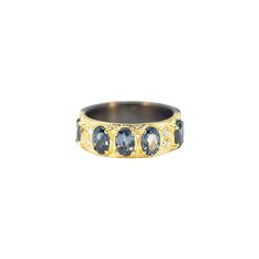 Ring 18kt Yellow Gold and Grey Sterling Silver With 0.085 CT White Diamonds and Oval Blue Spinel. Wrap Bangles, Blue Spinel, Turquoise Drop Earrings, Enamel Bracelet, Enamel Ring, Turquoise Rings, Enamel Earrings, Drop Necklace, Handbags For Men