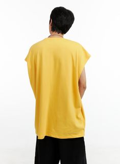 Product Detail Style : Street Occasion : Back to school Type : Men Print : Lettering Material : Cotton Sleeve : Sleeveless Neck : Round neck Fit : Oversize fit Cotton100 Color : Yellow, Black Made in Korea Model Size Model is wearing size M/L and the color Yellow. Height : 6'0" | 184cm / Top : L / Bottom : XL (32 inch) .prddescription table, .prddescription td, .prddescription th { border : 1px solid black; border-collapse : collapse; padding: 10px; } Size(Inch) Size Shoulder Bust Armhole Hem To Casual Summer Muscle Tee With Dropped Armholes, Summer Casual Muscle Tee With Dropped Armholes, Casual Streetwear Muscle Tank Tee, Casual Muscle Tank Tee For Streetwear, Summer Streetwear Muscle Tee With Dropped Armholes, Summer Muscle Tee With Dropped Armholes For Streetwear, Casual Relaxed Fit Tank Top For Streetwear, Casual Cotton Muscle Tee For Streetwear, Casual Relaxed Fit Muscle Tee For Streetwear