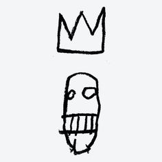 a drawing of a face with a crown on it's head next to another face