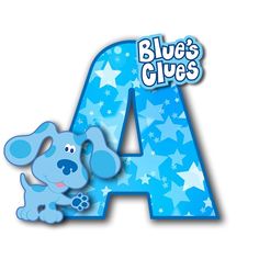 the letter a is for blue's clues with a dog and stars on it