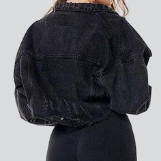 Short black jeans jacket online—excellent women's jeans jacket from the 2023 Spring-Summer collection. Fashion style is the perfect way to express yourself and show the world who you are. From clothing to accessories, haircuts to cosmetics, fashion is an excellent approach to displaying your individuality. By experimenting with new styles, you can feel more secure in yourself and make a statement. Wearing fashionable and stylish clothes can boost your self-esteem and confidence. It allows you to Oversized Washed Black Denim Jacket For Spring, Oversized Edgy Cotton Denim Jacket, Edgy Washed Black Distressed Denim Jacket, Spring Washed Black Distressed Denim Jacket, Black Washed Outerwear For Spring, Spring Distressed Washed Black Denim Jacket, Oversized Washed Black Denim Jacket In Grunge Style, Oversized Washed Black Grunge Denim Jacket, Oversized Washed Black Denim Jacket Grunge Style