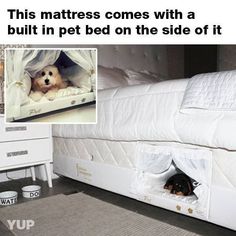 this mattress comes with a built in pet bed on the side of it and is not made