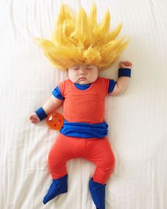 a baby is dressed up as gohan from dragon ball