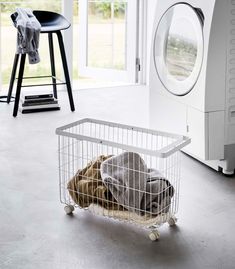 Tower Rolling Wire Basket (14.8 H) - Steel Laundry Baskets Yamazaki Home Wire Laundry Basket, Bar Cups, Rolling Storage Cart, Laundry Room Inspiration, Rolling Storage, Swivel Casters, Pendant Ceiling Lamp, Storage Cart, Wire Basket