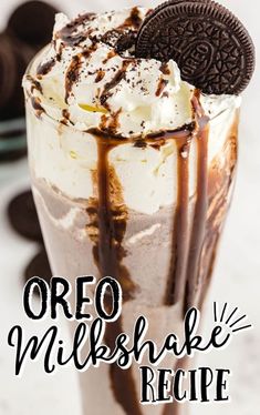 an oreo milkshake with ice cream and chocolate