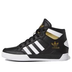 adidas originals Hard Court High J 'Black Gold' FV5732 (SNKR/Cozy/Skate/Women's/Wear-resistant) Adidas Logo Sporty Lace-up High-top Sneakers, Adidas High-top Skate Shoes With Logo, High-top Synthetic Skate Shoes With Three Stripes, Adidas Athleisure High-top Sneakers In Synthetic, Adidas High-top Skate Shoes, Adidas High-top Synthetic Sneakers, Adidas High-top Sneakers With Three Stripes, Adidas High-top Synthetic Sneakers For Streetwear, Adidas Logo High-top Sneakers For Streetwear