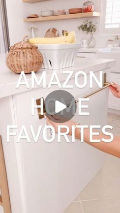 an image of a woman opening the door to her kitchen with text overlay reading amazon home favorites