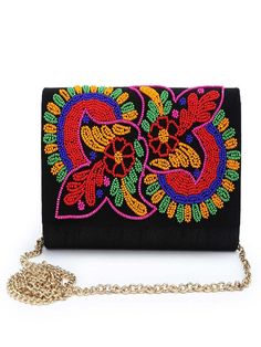 Beaded Floral Envelope Clutch Bag By The Purple Sack now available at Trendroots Multicolor Embroidered Evening Clutch Bag, Multicolor Evening Bags With Handwork, Evening Multicolor Bags With Handwork, Multicolor Evening Bags For Festivals, Evening Multicolor Embroidered Bag, Multicolor Handwork Evening Bags, Handmade Multicolor Evening Bag For Festivals, Embroidered Multicolor Clutch For Evening, Multicolor Handmade Evening Bag For Festivals