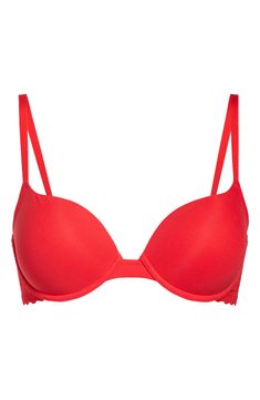 Bid adieu to everything you've always hated about bras in this lifting underwire style with push-up foam cups and a no-dig smoothing back. Soft cups 62% nylon, 38% spandex Hand wash, line dry Imported Women's Clothing Classic Padded Solid Bra, Classic Padded Solid Color Bra, Contoured Full Cup Bra With Padded Cups, Low-cut Fitted Nursing Bra With Padded Cups, Fitted Low-cut Padded Nursing Bra, Solid Color Fitted Full Cup Bra, Solid Underwire Bra With Padded Cups, Solid Color Underwire Bra With Padded Cups, Padded Contoured Push-up Bra