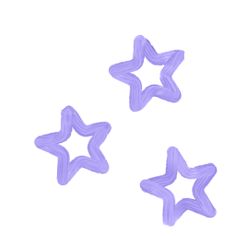 three purple plastic stars on a white background