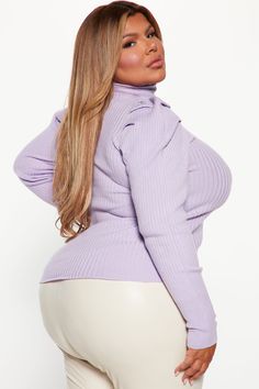 Available In Multiple Colors Pullover Sweater Rib Knit Turtleneck Long Sleeve Puff Sleeve 51% Rayon 28% Polyester 21% Nylon Imported | Get On With It Turtleneck Sweater in Lavender size 2X by Fashion Nova Lavender Fashion, Turtleneck Long Sleeve, Knit Turtleneck, Turtleneck Sweater, Pullover Sweater, Pullover Sweaters, Fashion Nova, Rib Knit, Puff Sleeve