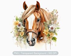 a painting of a horse with flowers on it's head and the words png transparent