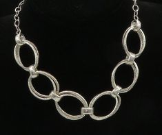 "925 Sterling Silver - Vintage Shiny Open Oval Link Chain Necklace - NE3731  Jewelry Type:         Necklace   Metal Type:            925 Silver  Metal Size:             20\" Length  1\" Height   Stone Type:            N/A  Condition:              N/A  Jewelry Weight:     30 Grams  PLEASE NOTE: THIS ITEM IS PRE-OWNED. ALTHOUGH MOST ITEMS ARE IN VERY GOOD CONDITION, SOME MAY NEED CLEANING AND/OR MINOR REPAIRS. WE MAKE A VERY STRONG EFFORT TO UPLOAD CLEAR PICTURES. PLEASE INSPECT ALL PICTURES AND ASK ALL QUESTIONS YOU MAY HAVE PRIOR TO MAKING A PURCHASE. NOT ALL STONES ARE GENUINE, SOME ARE ENHANCED OR CREATED." Sterling Silver Oval Link Chain Necklace For Anniversary, Oval Sterling Silver Chain Necklace With Adjustable Chain, Oval Silver Chain Jewelry, Oval Sterling Silver Chain Necklace, Oval Necklace With Sterling Silver Clasp, Silver Oval Pendant Chain Jewelry, Silver Oval Chain Necklace, Elegant Sterling Silver Oval Chain Necklace, Silver Oval Chain Jewelry