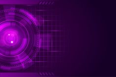 an abstract purple background with circles and lines in the shape of a camera lens on top of it