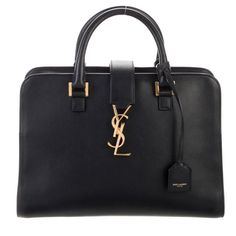 Leather Satchel Cabas Ysl Cabas Bag, Modern Leather Bag With Monogram, Luxury Monogram Bag For Formal Occasions, Luxury Monogram Bags For Formal Occasions, Modern Monogram Leather Bag, Black Monogram Bags For Formal Occasions, Formal Black Monogram Bag, Formal Black Monogrammed Bag, Formal Black Monogram Bags