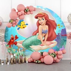 the little mermaid birthday party supplies including balloons, streamers and decorations