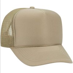 Plain Mesh Trucker Hats - I Have 6 Available. Can Be Embroidered To Add Your Own Design Beige Flat Bill Trucker Hat For Outdoor, Beige Trucker Hat With Flat Brim, Beige Flat Brim Trucker Hat, Beige 5-panel Baseball Cap For Summer, Beige Trucker Baseball Cap, Beige 5-panel Snapback Hat, Casual Style, Casual Beige 5-panel Snapback Hat, Casual Beige Flat Bill Hat, Beige Trucker Hat With Flat Brim For Spring