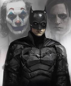 the dark knight and joker movie poster with two men in costumes, one wearing a batman mask