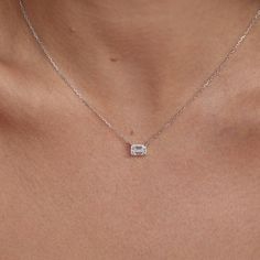 14K EF/VS 1.00 CT Emerald Cut Lab Grown Diamond Necklace | Diamond Solitaire Pendant Comes withe 18 inches Chain | Anniversary Gift For Her | Emerald Shape Diamond Necklace | Emerald Cut Necklace | Emerald Cut Diamond Necklace | Emerald Diamond Necklace | Emerald Cut Diamond Pendant | Lab Grown Diamond Pendant | Emerald Cut Necklace | 1 CT Diamond Necklace | 14K Gold Necklace | Gift For Her | Birthday Gift | Gift For Women | Eco-Friendly Diamond | Man Made Diamond Necklace | Handmade Lab Grown D Formal White Charm Necklace With Clavicle Chain, Diamond White Jewelry With Cable Chain For Gift, Diamond White Jewelry With Cable Chain As A Gift, Diamond White Necklace With Cable Chain For Gift, Diamond White Cable Chain Necklace For Gift, Diamond White Cable Chain Necklace As Gift, Dainty White Charm Necklace With Cable Chain, White Pendant Charm Necklace For Formal Occasions, Cable Chain Jewelry As A Gift