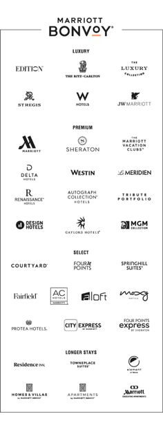 the logos for different brands are shown in black and white