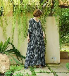 "A soft, comfy, printed light rayon maxi kaftan. A must have piece for this summer. Team this dress with sandal and a big tote to complete a casual chic, or wear it to a garden party, Sunday brunch and beach party. Material: printed light rayon Model is 161 cm. tall with 32\" bust, 28\" waist and 38\" hip Status: ready to ship weight: 315g Measurement: dress (approximately) Width: 43.5\" Bust: 65\" **can fit up to bust max 52\" Hip: 65\" **can fit up to bust max 52\" Length: 52.5\" PLEASE PROVID Black Flowy Rayon Maxi Dress, Casual Printed Tunic Maxi Dress, Black Printed One Size Dress, Black Printed Maxi Dress Free Size, Black Rayon Maxi Dress For Summer, Flowy Black V-neck Beach Dress, Casual Black Flowy Beach Dress, Black Relaxed Fit Maxi Dress, Printed Oversized Maxi Dress