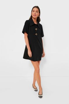 Black Scout Dress | Tuckernuck Black Peter Pan Collar Dress, Chic Collared Dress For Daywear, Chic Collared Dress With Placket, Chic A-line Shirt Dress For Day Out, Chic Collar Shirt Dress, Chic Collared Shirt Dress For Daywear, Chic Collared Mini Dress For Work, Chic Collared Workwear Dress, Chic Collared Dress For Work