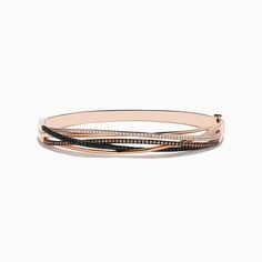 14K Rose Gold Black, Espresso and White Diamond Bangle Rose Gold Bangle Bracelet For Evening, Elegant Rose Gold Bracelets For Evening, Rose Gold Bangle For Evening, Rose Gold Bracelet For Evening Wear, Rose Gold Bracelet Jewelry For Evening, Elegant Black Bangle For Evening, Elegant Black Evening Bangle, Effy Jewelry, Diamond Bangle