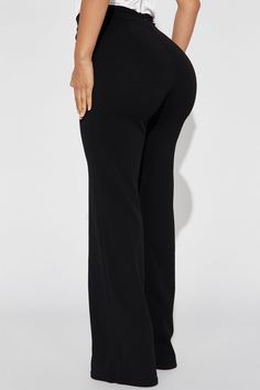 Available in Black, White, Royal and Red Your Basic Victoria High Waist Pants Now With Pockets! High Rise Crepe Knit Pintuck On Front Stretch 2 Front Pockets Back Hidden Zipper Flare Leg Opening 95% Polyester 5% Spandex Imported | Posh High Waisted Dress Pants in Black size XS by Fashion Nova High Waist Solid Color Yoga Pants, Black Non-stretch Bottoms, Non-stretch Black Bottoms, Black Non-stretch Wide Leg Sweatpants, Fitted Full-length Bottoms In Solid Color, Black Elastane Bottoms For Loungewear, Black Loungewear Bottoms, High Waist Solid Color Bottoms For Night Out, Chic Fitted Straight Leg Sweatpants