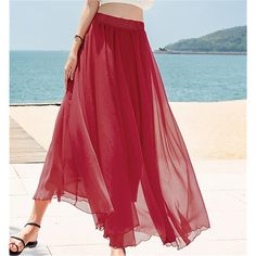 Season:Spring   Fall,Summer,Spring  Summer; Fabric:Polyester,Chiffon; Dress Length:Maxi; Gender:Women's; Style:Summer,Fashion; Occasion:Beach,Casual Daily; Fit Type:Loose Fit; Pattern:Solid Colored; Design:Layered; Pants Type:Long Skirt,Swing,Skirt; Front page:FF; Listing Date:04/13/2022; Production mode:External procurement; Length:; Waist: Cheap Maxi Skirts, Skirt Fabric, Black White Yellow, Layered Fashion, Skirt Maxi, Elegant Skirt, White Chiffon, Pink Dark, Chiffon Skirt